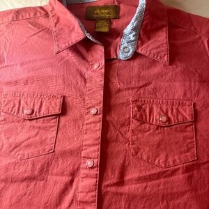 Y2K Aura by Wrangler Womens L Western Shirt Pearl Snap Pink Long Sleeve Vintage